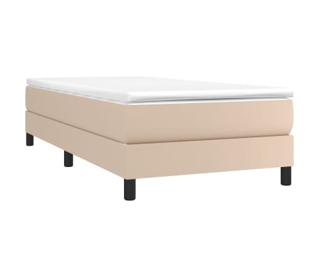 vidaXL Boxspring met matras kunstleer cappuccinokleurig 100x200 cm