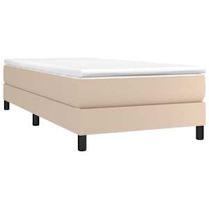 vidaXL Boxspring met matras kunstleer cappuccinokleurig 100x200 cm