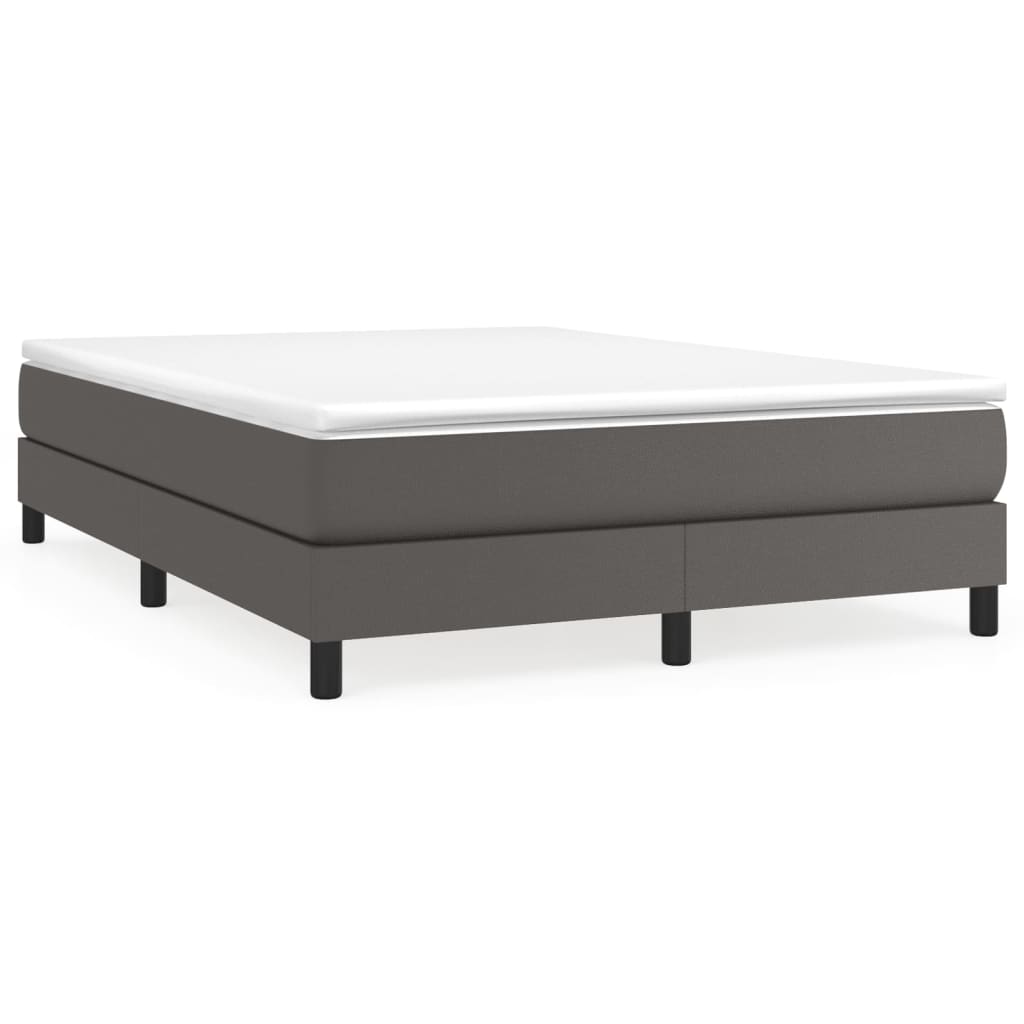 vidaXL Box spring postelja z vzmetnico siva 140x190 cm umetno usnje