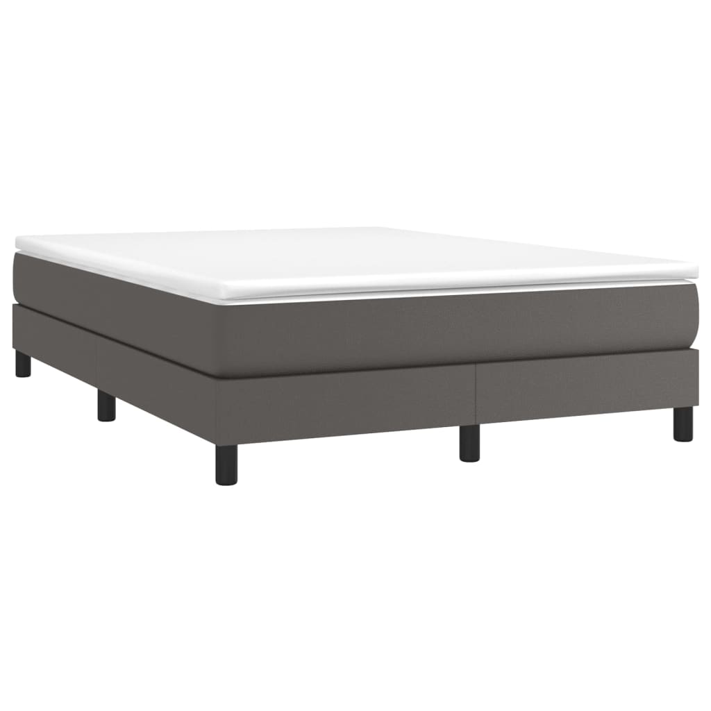 Box spring postel s matrací šedý 140 x 190 cm umělá kůže