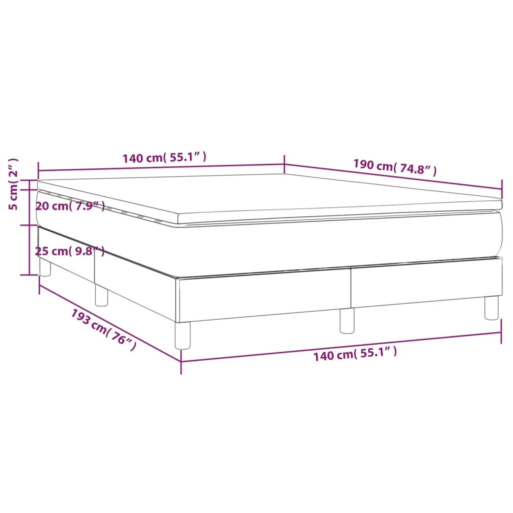 Box spring postel s matrací šedý 140 x 190 cm umělá kůže