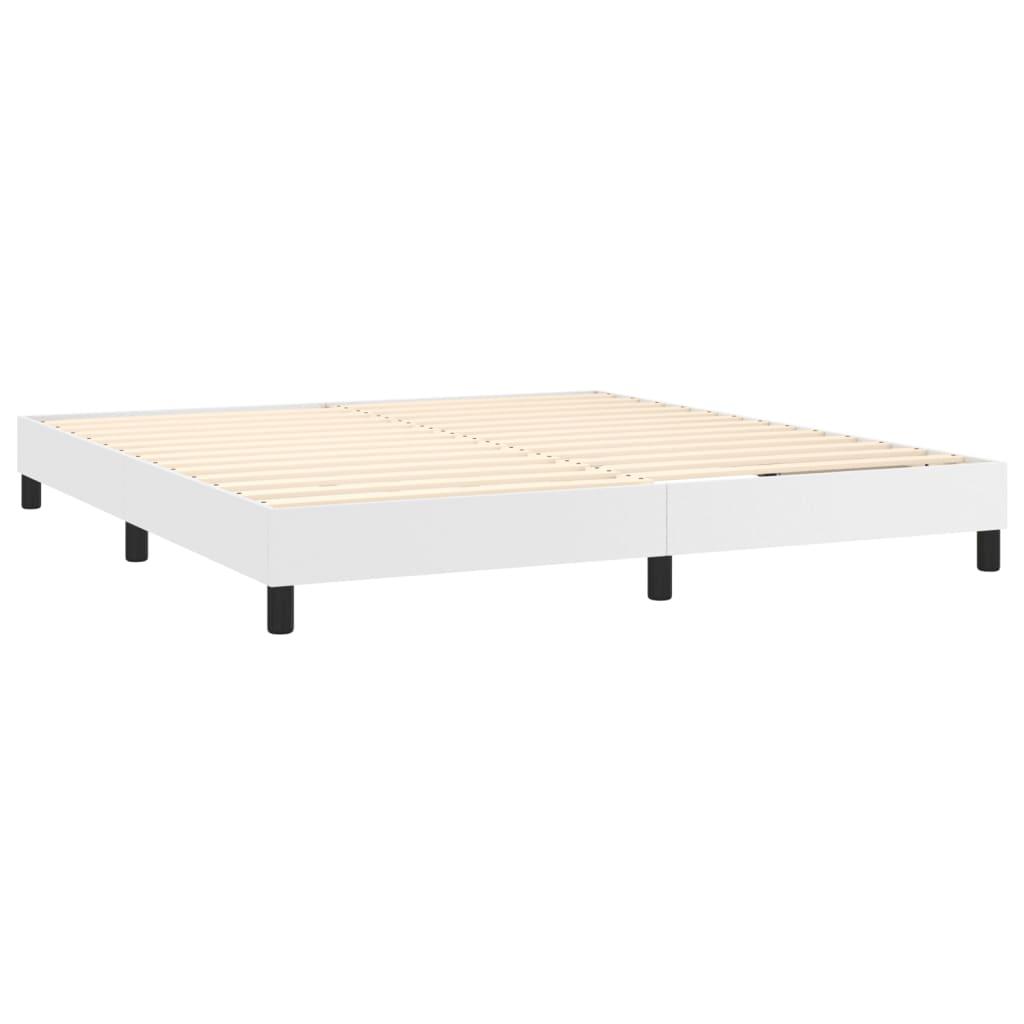 Box spring postel s matrací bílá 160x200 cm umělá kůže