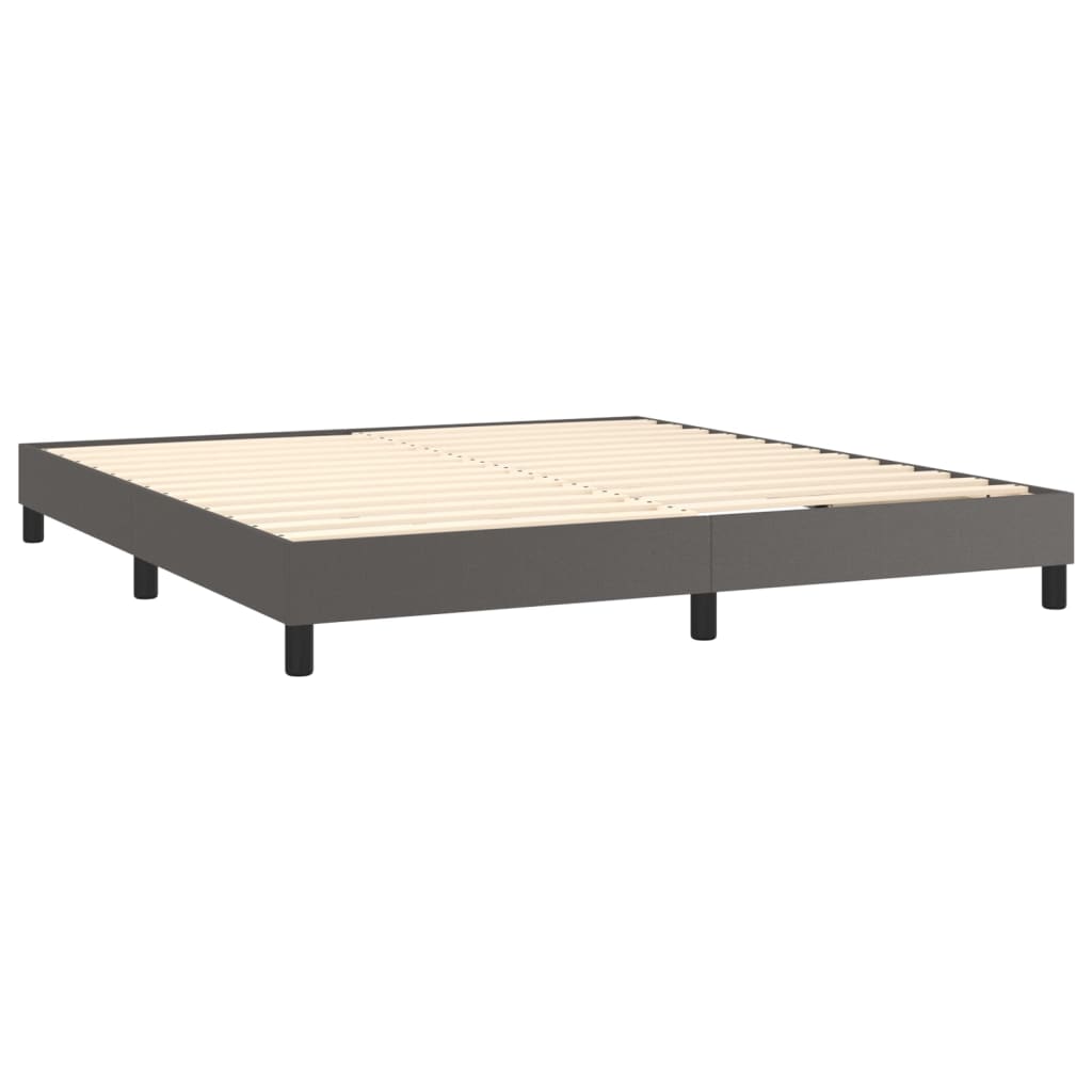 Box spring postel s matrací šedá 160x200 cm umělá kůže