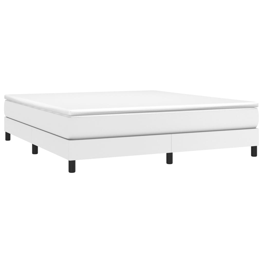 Box spring postel s matrací bílá 180x200 cm umělá kůže