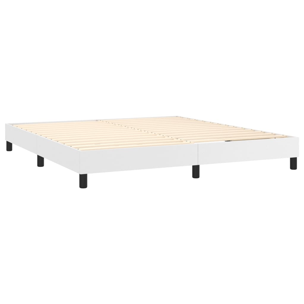 Box spring postel s matrací bílá 180x200 cm umělá kůže