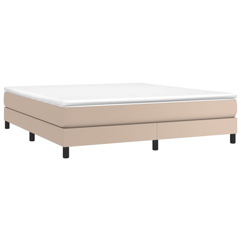 Pat box spring cu saltea, cappuccino, 180x200cm piele ecologică