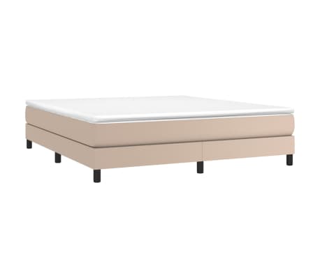 vidaXL Pat box spring cu saltea, cappuccino, 180x200cm piele ecologică