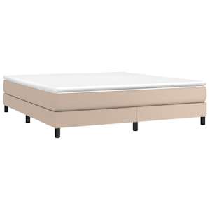 vidaXL Pat box spring cu saltea, cappuccino, 180x200cm piele ecologică