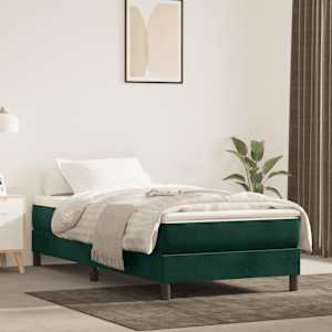 Box spring postel s matrací tmavě zelená 80 x 200 cm samet - obrázek 1