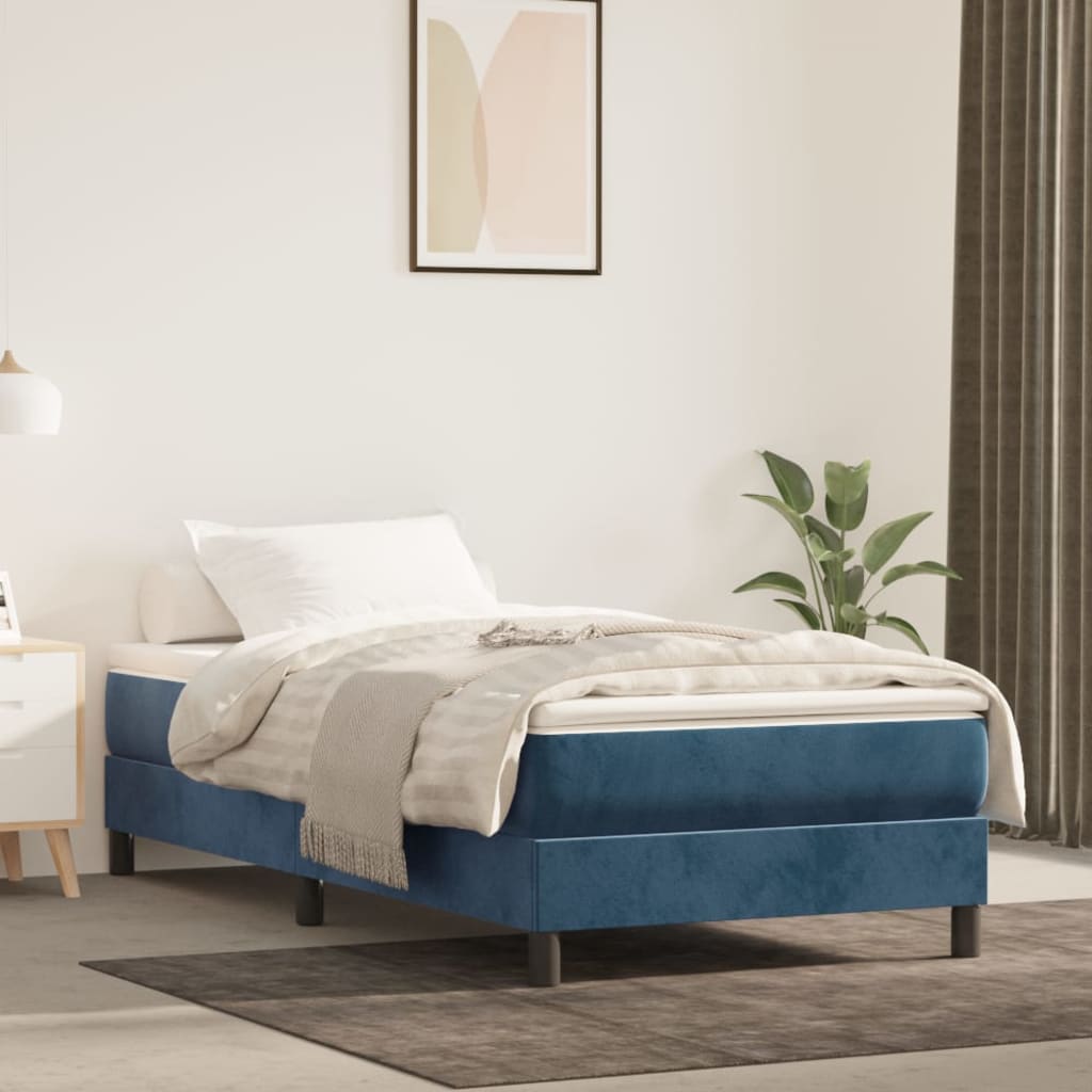 vidaXL Box spring postel s matrací tmavě modrá 80 x 200 cm samet