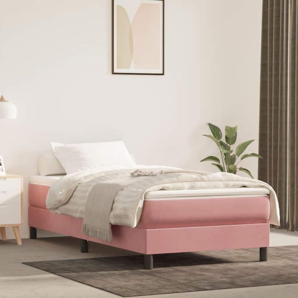 vidaXL Boxspringbett mit Matratze Rosa 80x200 cm Samt