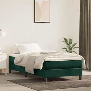 Box spring postel s matrací tmavě zelená 90x190 cm samet - obrázek 1