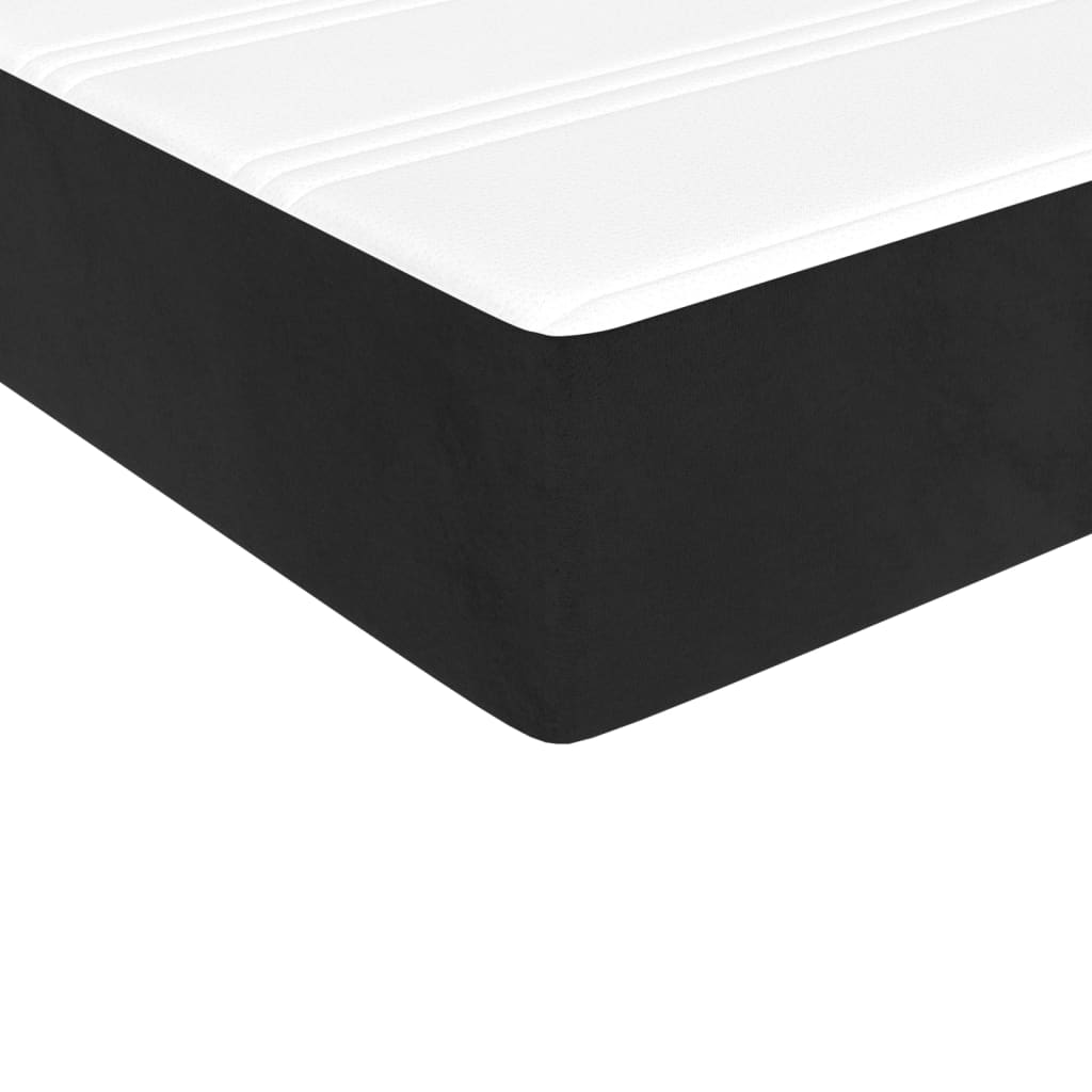 Fekete bársony rugós ágy matraccal 90 x 200 cm 