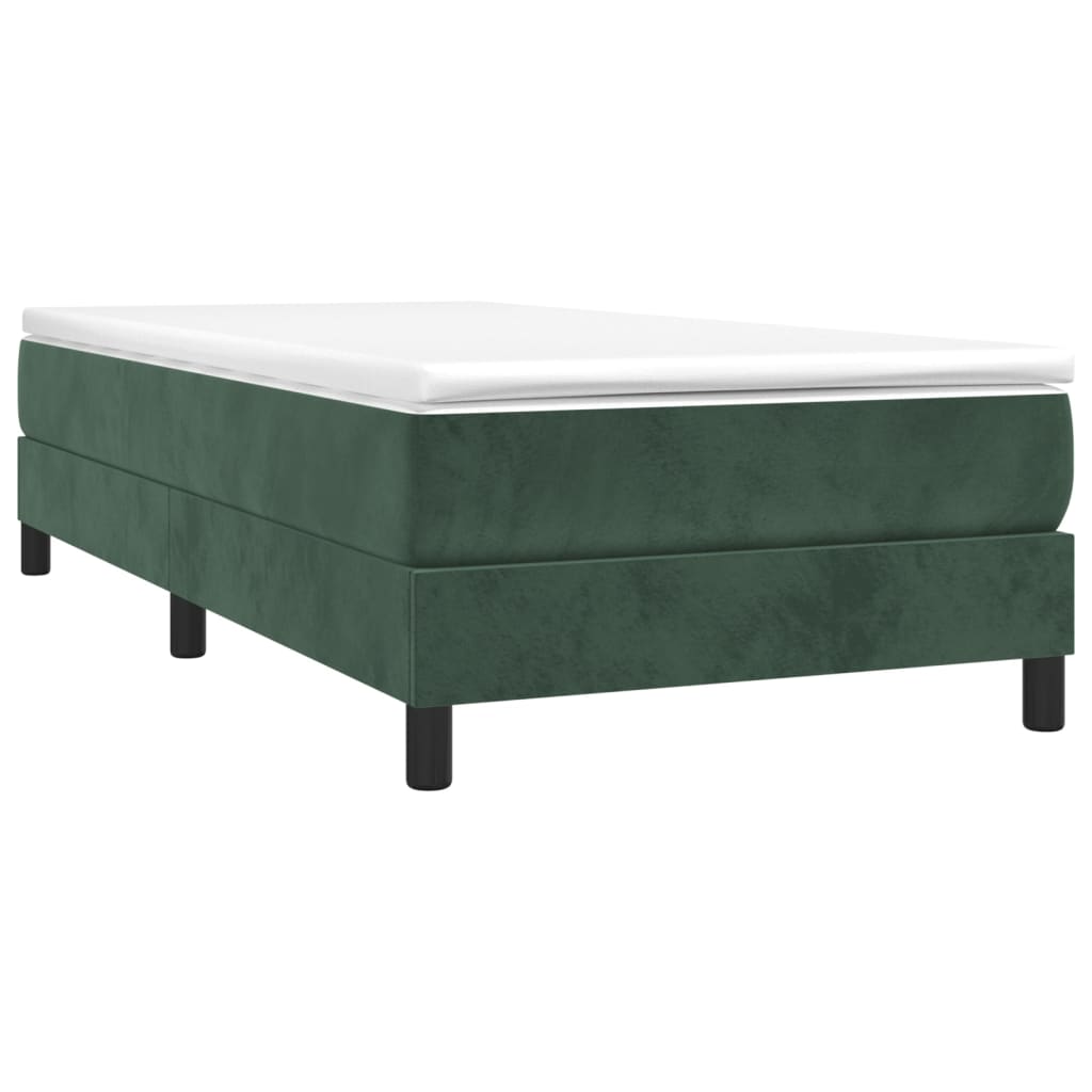 Sötétzöld bársony rugós ágy matraccal 90 x 200 cm 