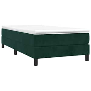 Box spring postel s matrací tmavě zelená 90x200 cm samet - obrázek 3