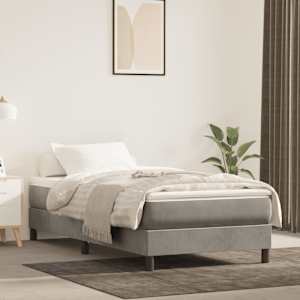 Box spring postel s matrací světle šedá 100x200 cm samet - obrázek 1