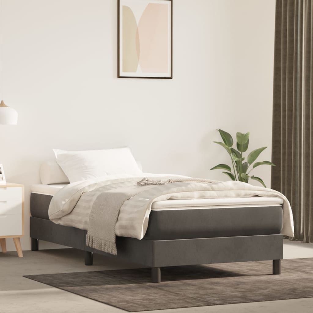 Box spring postel s matrací tmavě šedá 100x200 cm samet
