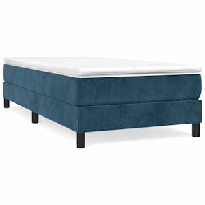 Box spring postel s matrací tmavě modrá 100x200 cm samet - obrázek 2