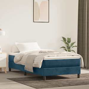 Box spring postel s matrací tmavě modrá 100x200 cm samet - obrázek 1