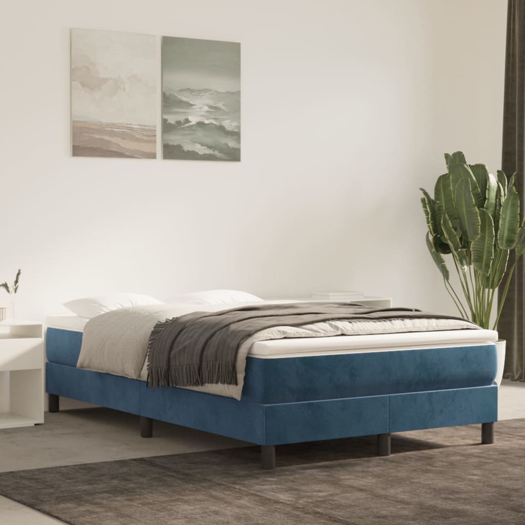 Boxspringbett mit Matratze Dunkelblau 120×200 cm Samt