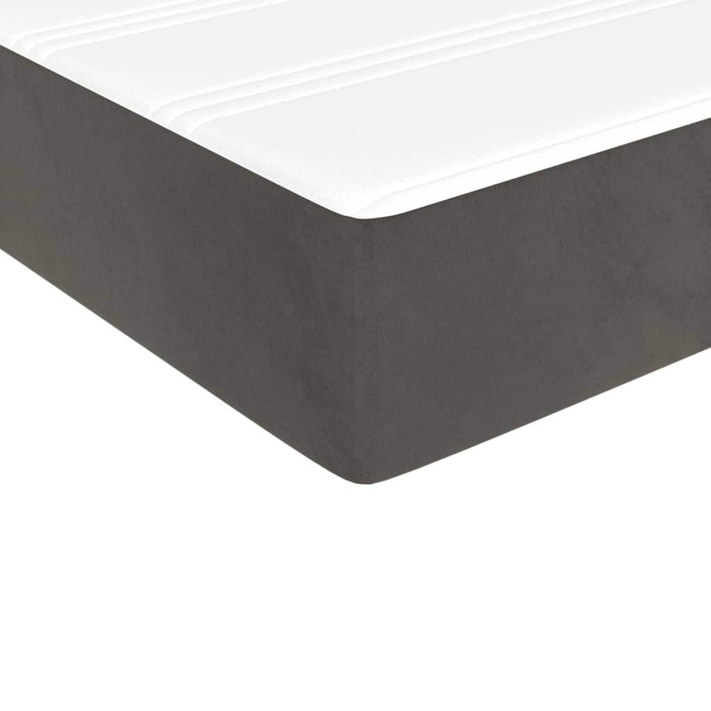 Pat box spring cu saltea, gri închis, 140x190 cm, catifea