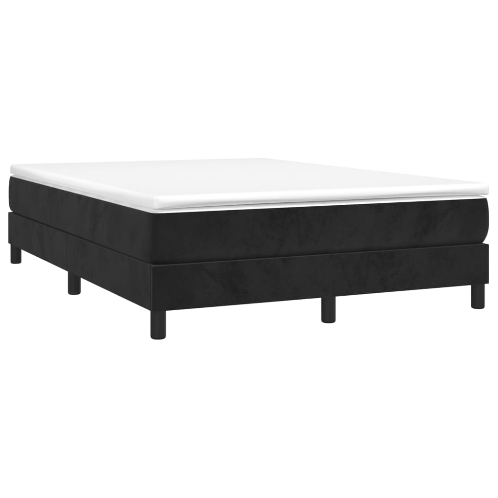 Pat box spring cu saltea, negru, 140x190 cm, catifea