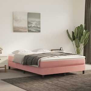 Box spring postel s matrací růžová 140x190 cm samet - obrázek 1