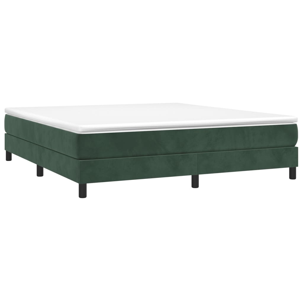 vidaXL Pat box spring cu saltea, verde închis, 160x200 cm, catifea
