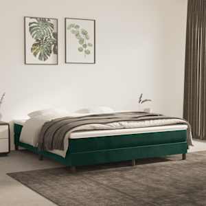 Box spring postel s matrací tmavě zelená 160x200 cm samet - obrázek 1