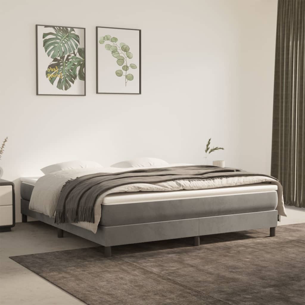 Box spring postel s matrací světle šedá 180x200 cm samet