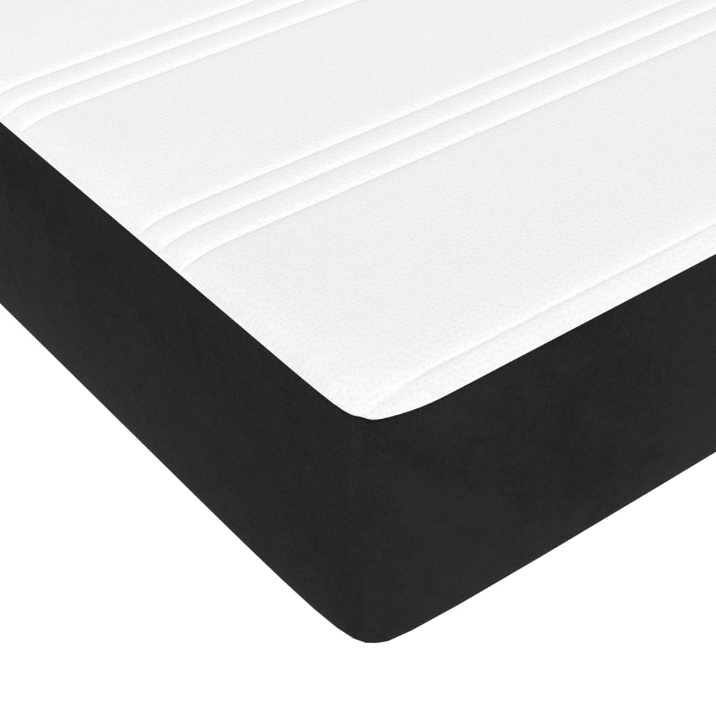 Fekete bársony rugós ágy matraccal 180x200 cm 