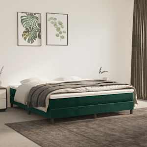 Box spring postel s matrací tmavě zelená 180x200 cm samet - obrázek 1