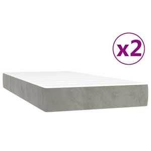 Box spring postel s matrací světle šedá 200x200 cm samet - obrázek 5