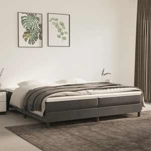 Box spring postel s matrací tmavě šedá 200x200 cm samet - obrázek 1