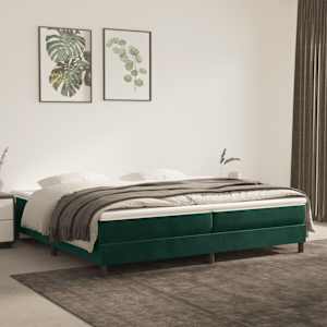 Box spring postel s matrací tmavě zelená 200x200 cm samet - obrázek 1