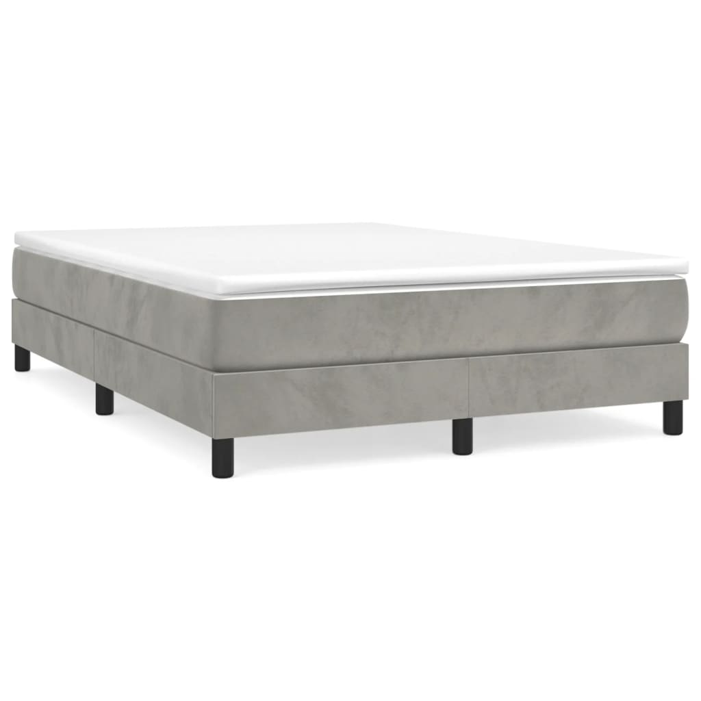 Image of vidaXL Box Spring Bed with Mattress Light Grey 152x203 cm Queen Velvet