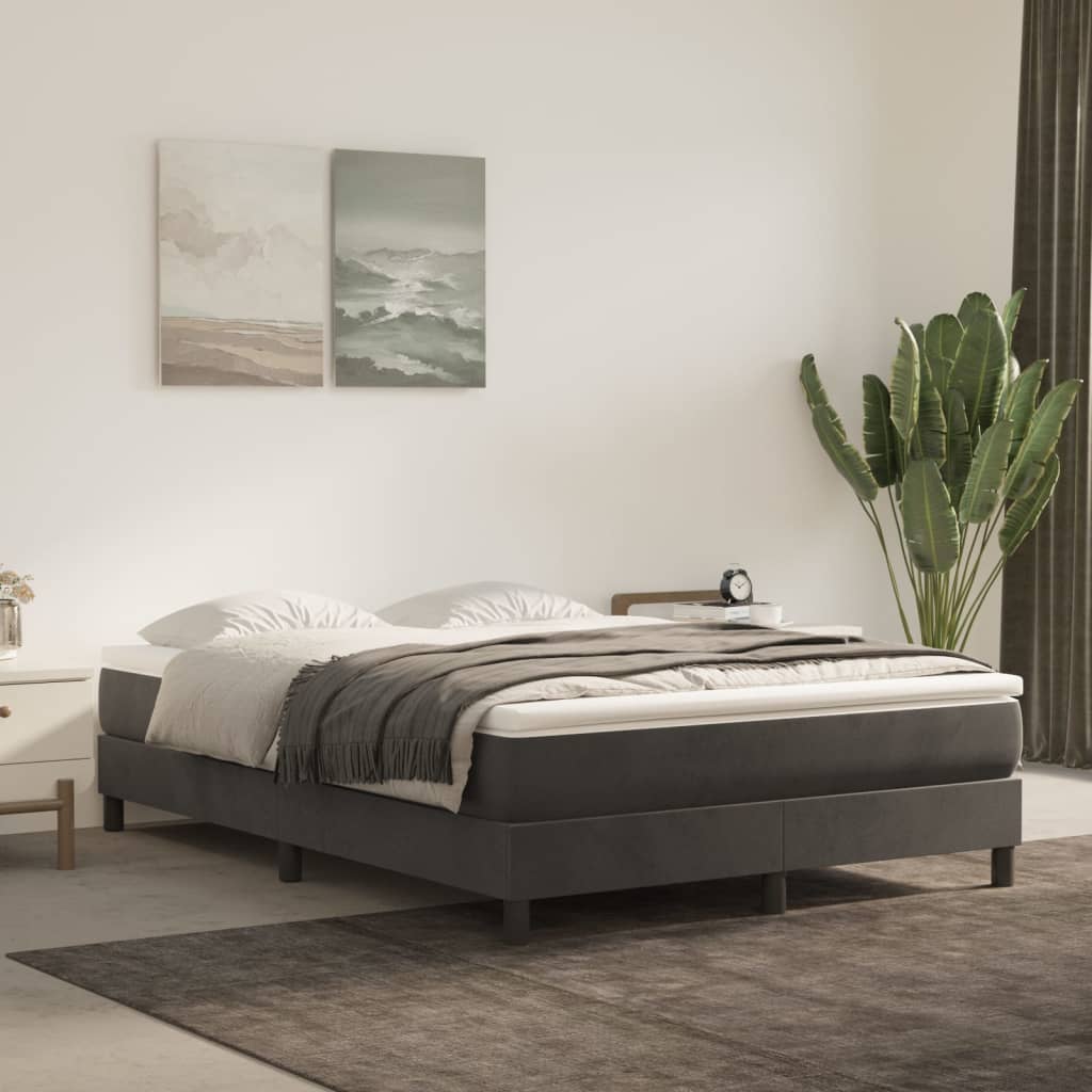 Box Spring Bed with Mattress Dark Grey Velvet (100% polyester)