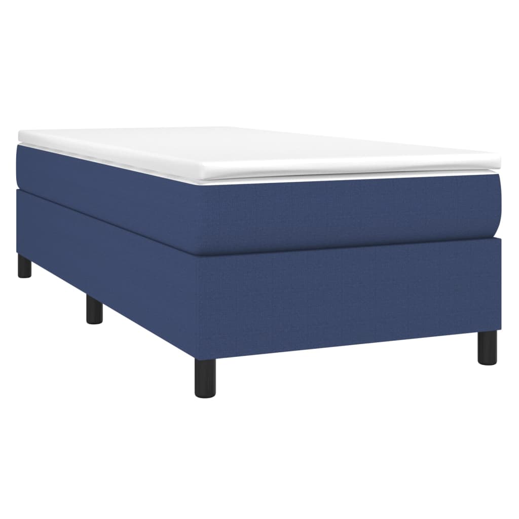 Kék szövet rugós ágy matraccal 90 x 190 cm 