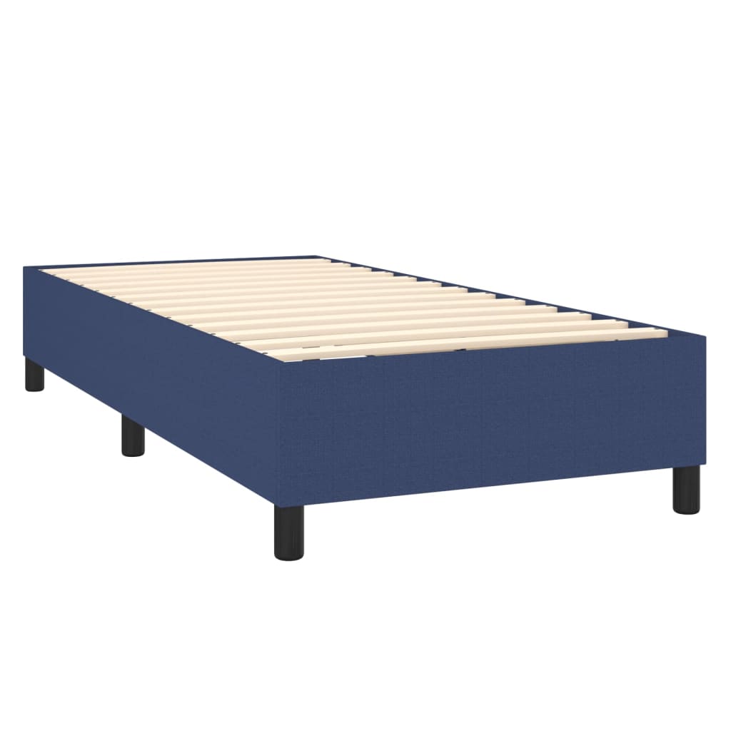 Kék szövet rugós ágy matraccal 90 x 190 cm 