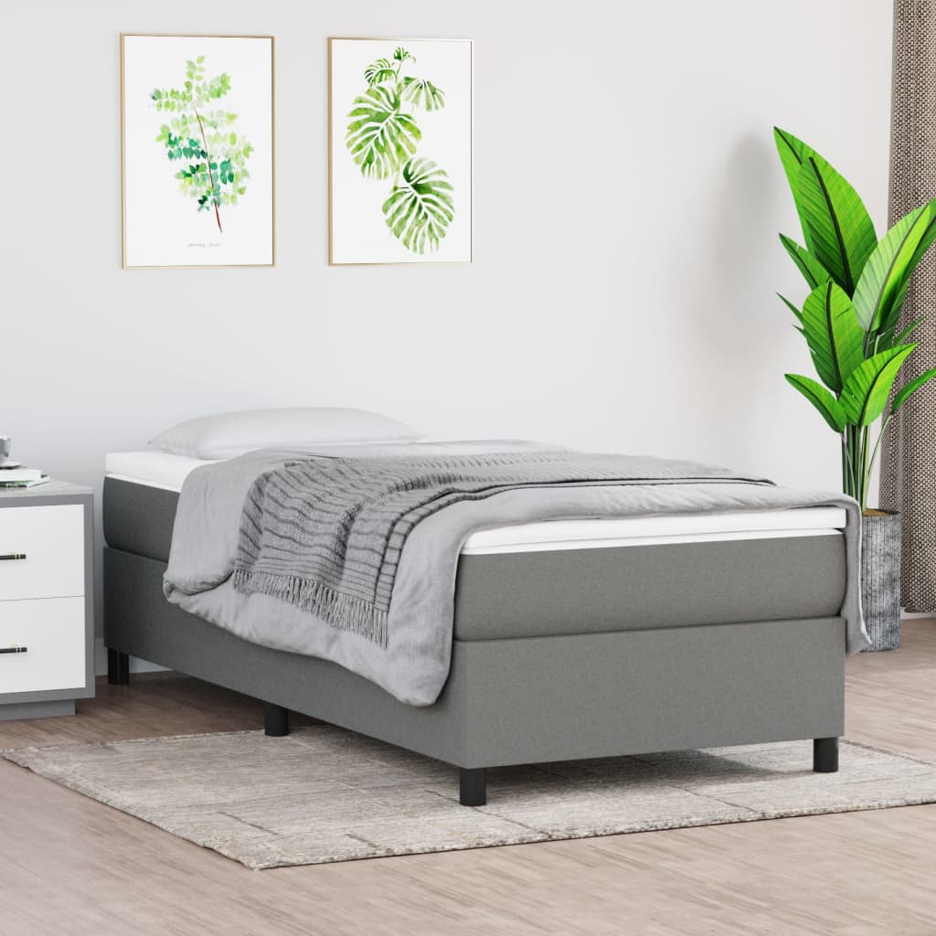 Lit à sommier tapissier avec matelas Gris foncé 90x200 cm Tissu