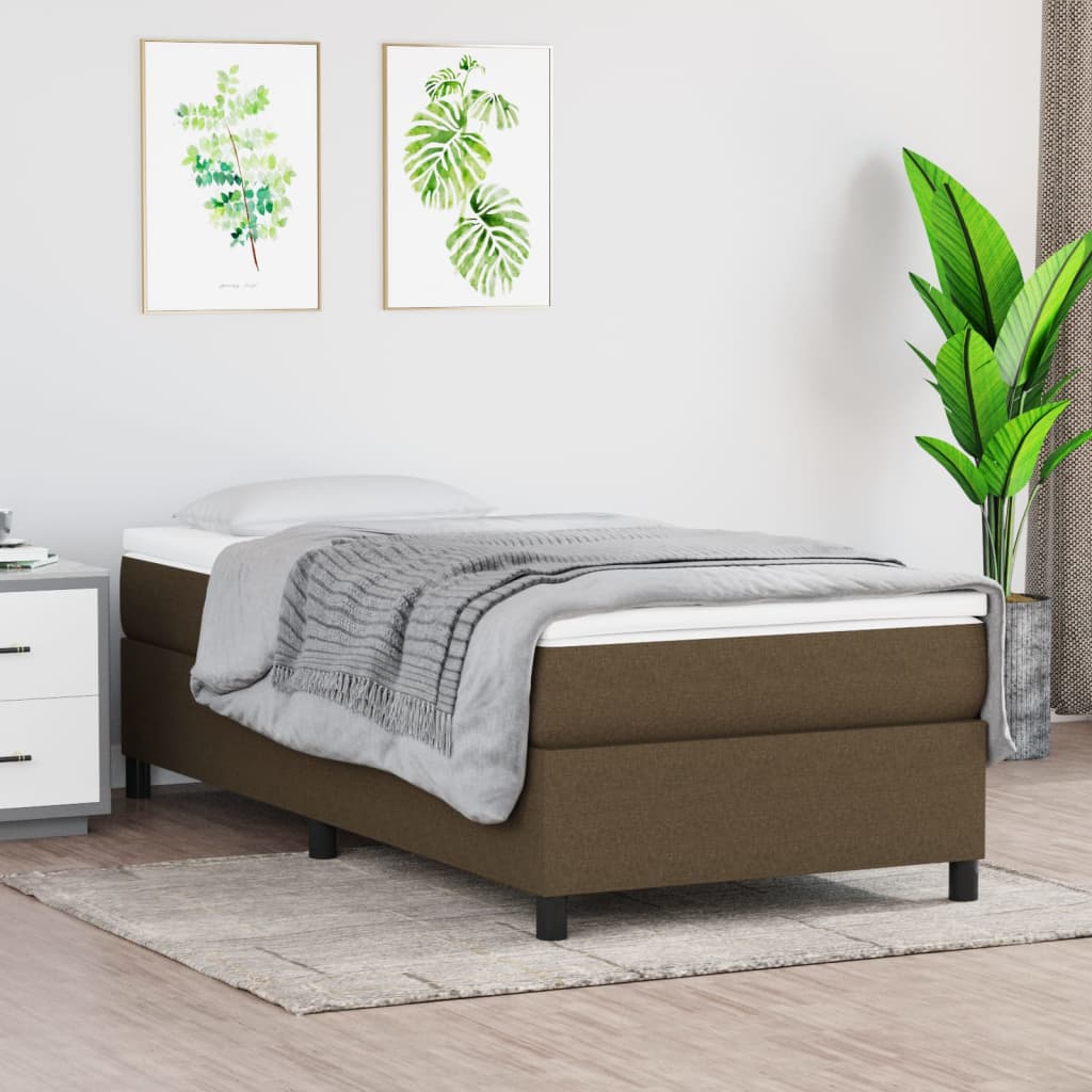 Box spring postel s matrací tmavě hnědá 90x200 cm textil