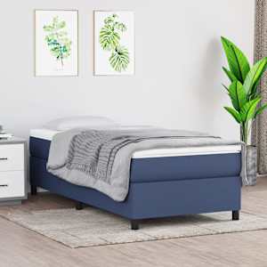 Box spring postel s matrací modrá 100 x 200 cm textil - obrázek 1