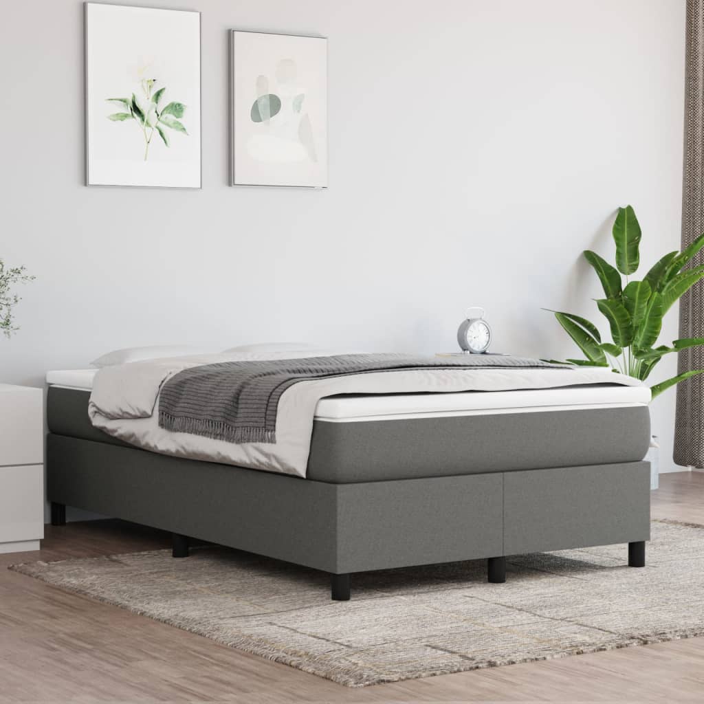 vidaXL Boxspringbett mit Matratze Dunkelgrau 120x200 cm Stoff