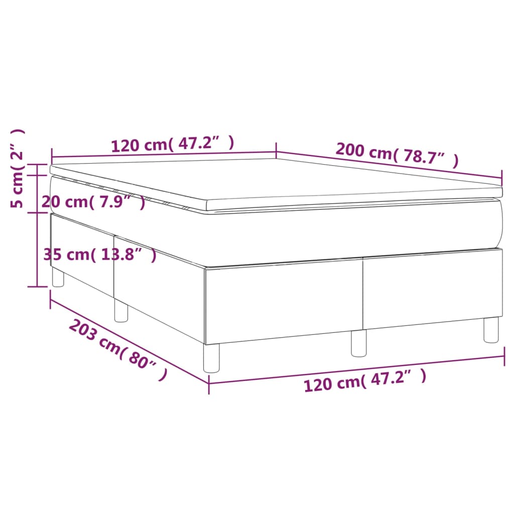 Pat box spring cu saltea, crem, 120x200 cm, textil