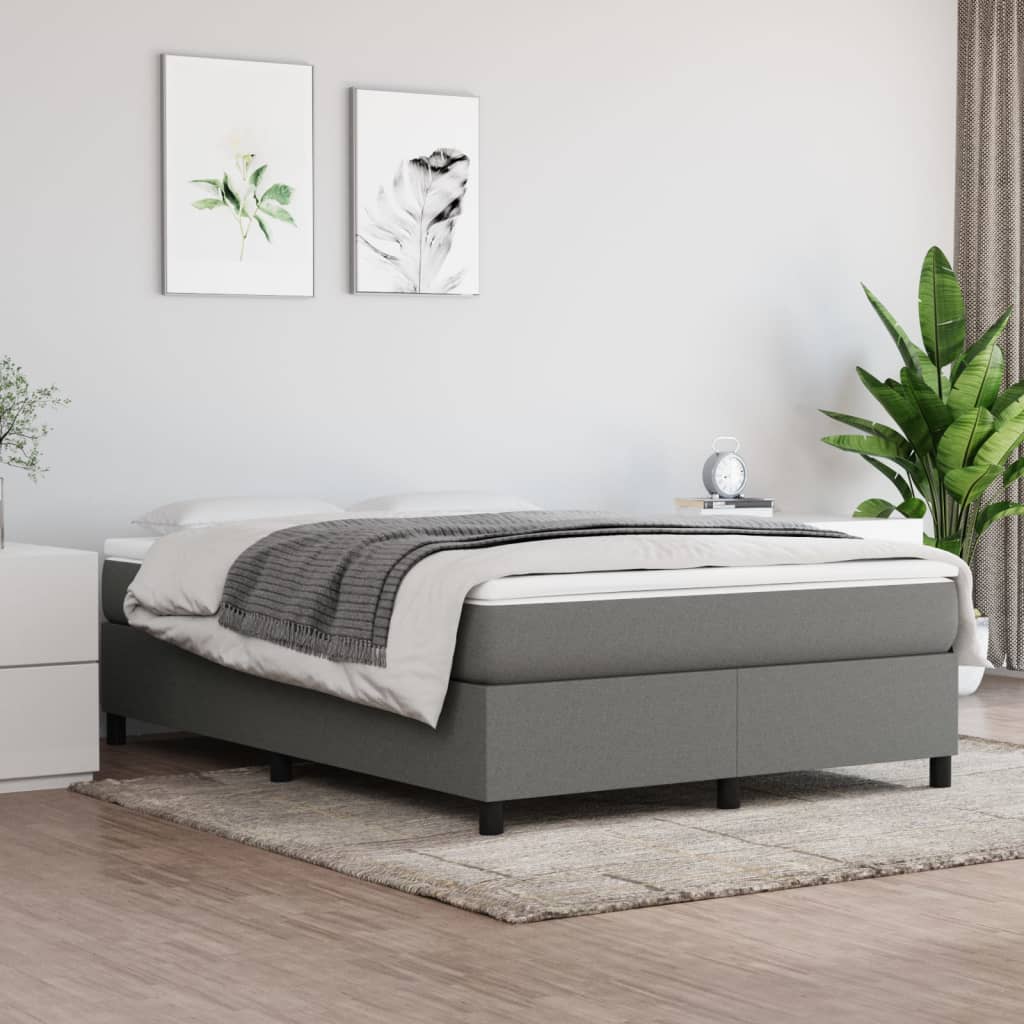 vidaXL Boxspringbett mit Matratze Dunkelgrau 140x190 cm Stoff