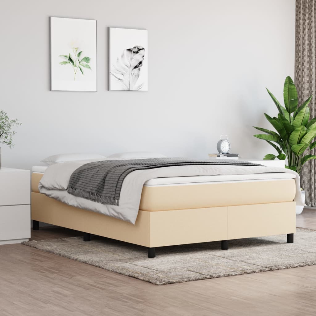 Box spring postel s matrací krémová 140x190 cm textil
