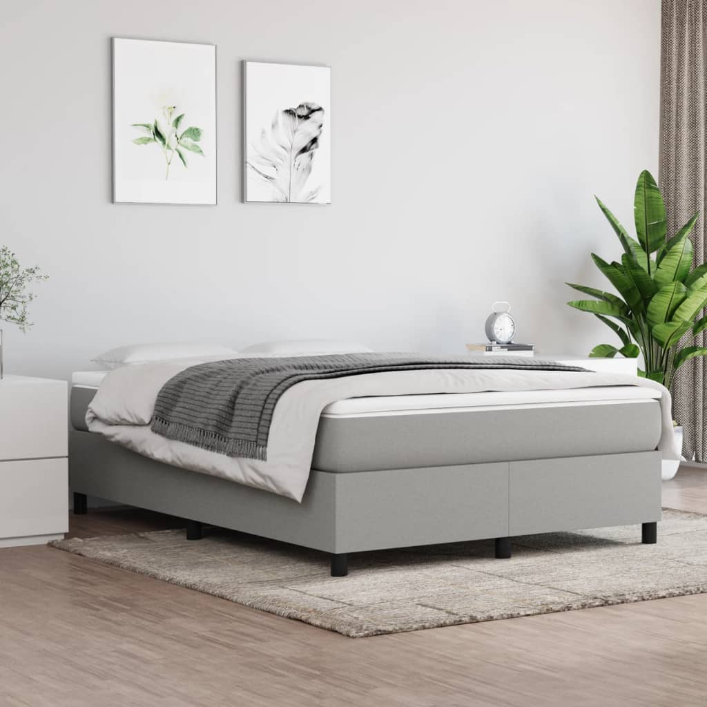 vidaXL Boxspringbett mit Matratze Hellgrau 140x200 cm Stoff