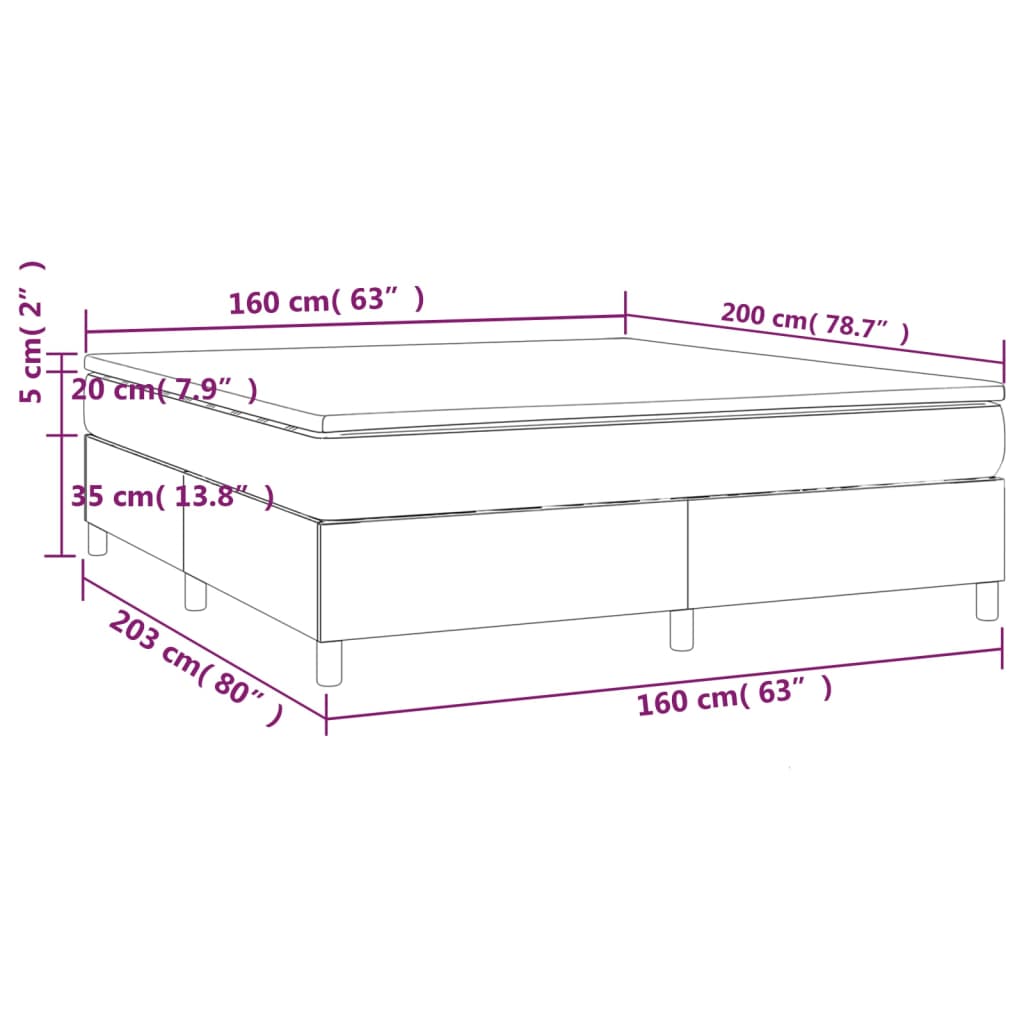 Pat box spring cu saltea, crem, 160x200 cm, material textil