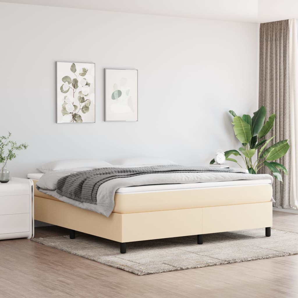 Box spring postel s matrací krémová 180x200 cm textil