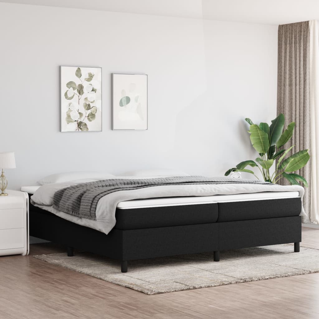 vidaXL Boxspringbett mit Matratze Schwarz 200x200 cm Stoff